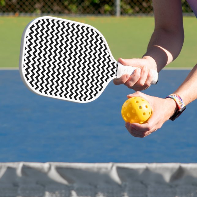 Raquette De Pickleball Un côté Chevron Zig Zag Motif noir blanc (Insitu)