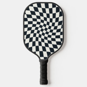 Raquette De Pickleball Un côté Retro noir blanc dépoli chèque À damiers