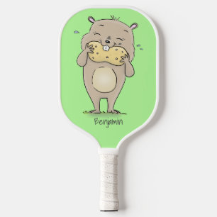 Raquette De Pickleball Un joli hamster souriant avec un dessin animé d'ar
