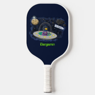 Raquette De Pickleball Un joli poisson heureux dans l'espace dessin animé