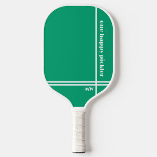 Raquette De Pickleball Un Joyeux Pickler Mint Vert Blanc Initiales Drôle