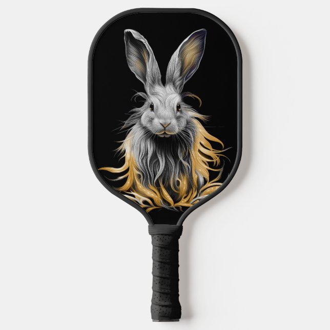 Raquette De Pickleball Un lapin gris génial en feu (Recto)