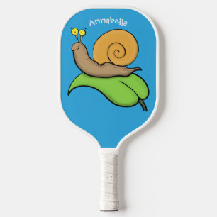 Raquette De Pickleball Un mignon escargot heureux sur une illustration d'