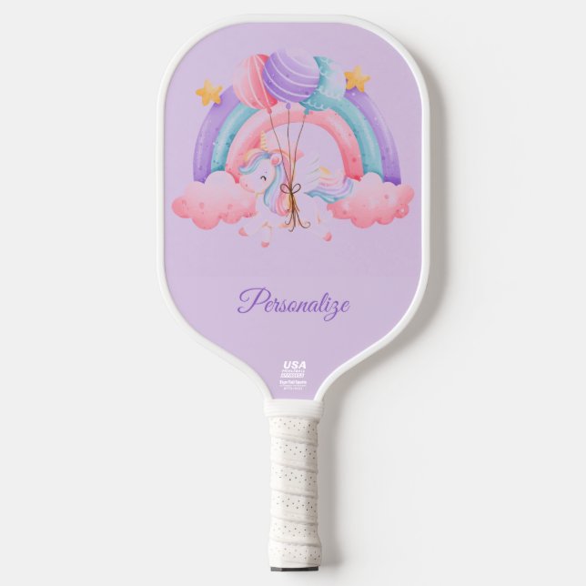 Raquette De Pickleball Unicorn Pretty Pastel Rainbow Balloon Officiel USA (Recto)