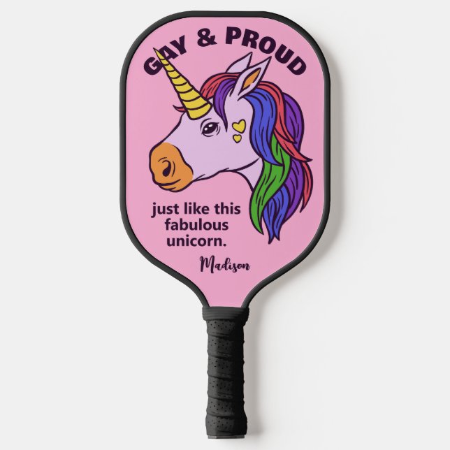 Raquette De Pickleball Unicorne Gay Texte Personnalisé (Recto)