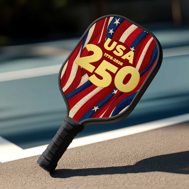Raquette De Pickleball USA 250 Years Patriotic Red White Blue with Gold (Créateur téléchargé)