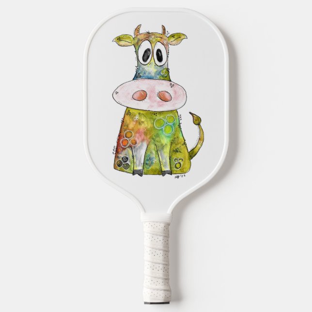 Raquette De Pickleball Vache blanche couleur blanc mignon (Recto)