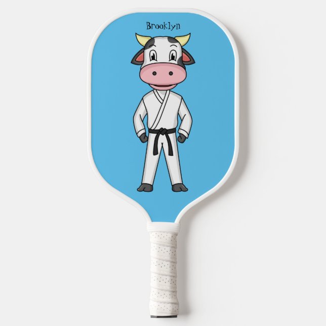 Raquette De Pickleball Vache mignonne en combinaison kung fu (Recto)