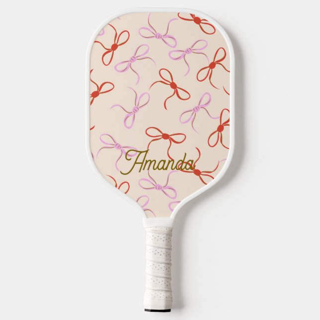 Raquette De Pickleball Vaches roses - Coquette rouge et rose Preppy esthé (Verso)