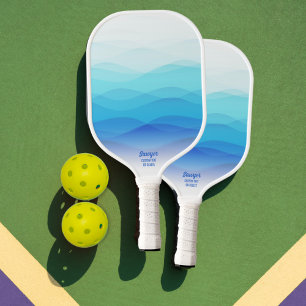 Raquette De Pickleball Vagues bleues abstraites personnalisées