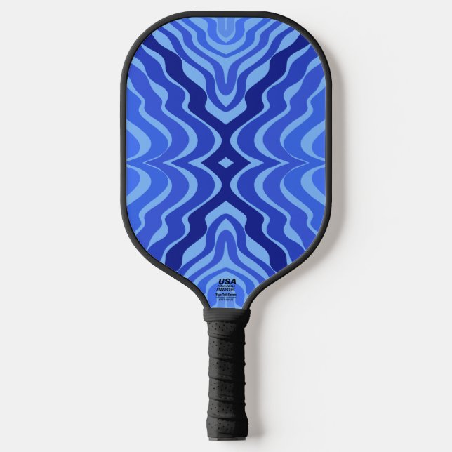 Raquette De Pickleball Vagues bleues réfléchissantes Moderne Design abstr (Recto)