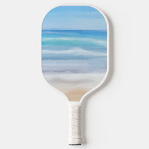 Raquette De Pickleball Vagues Jouantes Par Un Jour Ensoleillé À La Plage
