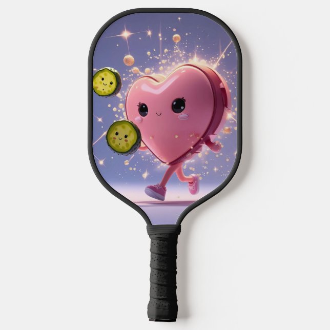 Raquette De Pickleball Valentine Pickleball Love - Coeur & Paddle Design (Verso)