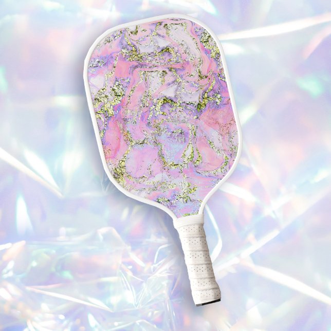 Raquette De Pickleball veines en faux feuille rose violet (Créateur téléchargé)
