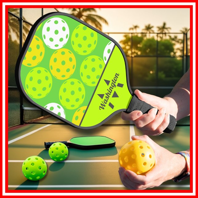 Raquette De Pickleball Vert Cool Moderne Monogrammé (Green Cool Modern Monogrammed Pickleball Paddle)