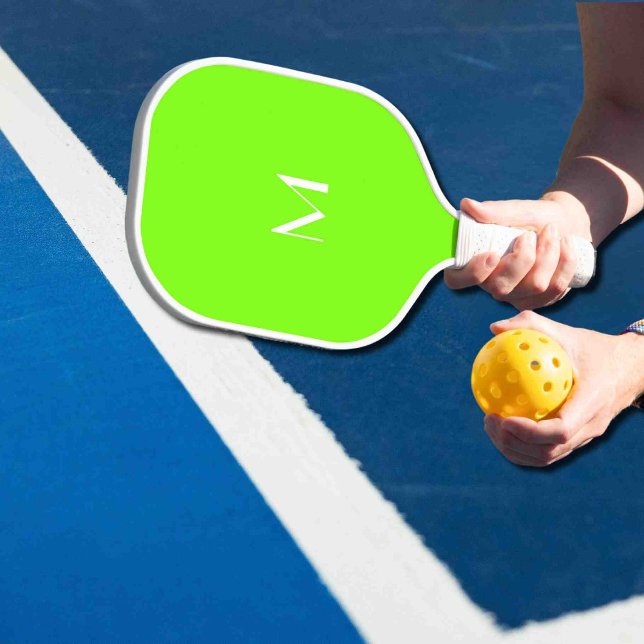 Raquette De Pickleball vert fluorescent - ajouter du monogramme (Créateur téléchargé)