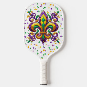 Raquette De Pickleball Vert jaune pourpre Mardi Gras fleur de lis