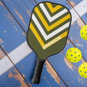 Raquette De Pickleball Vert miel Nostalgique Vintage Chevron avec nom