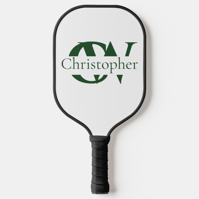 Raquette De Pickleball Vert personnalisé avec nom et initiales (Recto)
