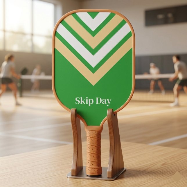 Raquette de Pickleball Verte à Rayures Rétro (Créateur téléchargé)
