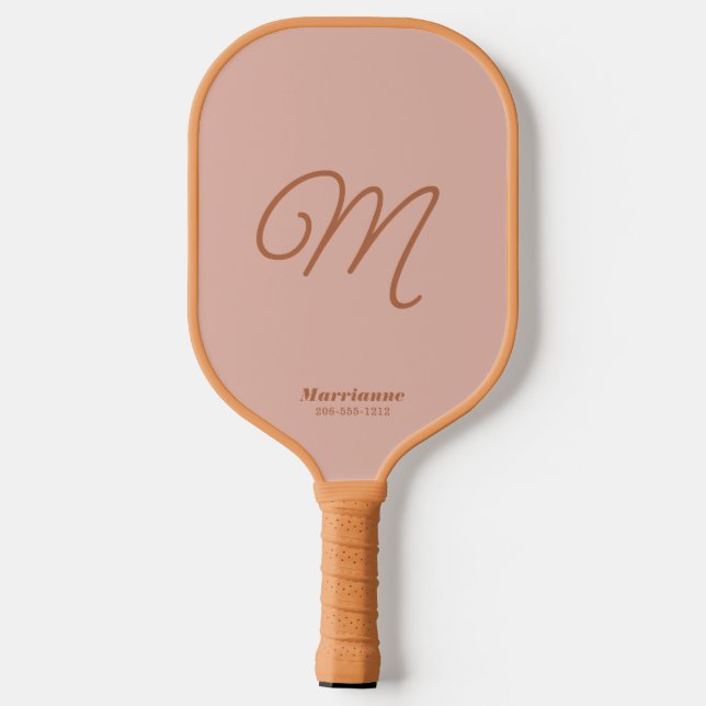 Raquette De Pickleball Vibes du désert de Terracotta Simple Script Initia (Verso)