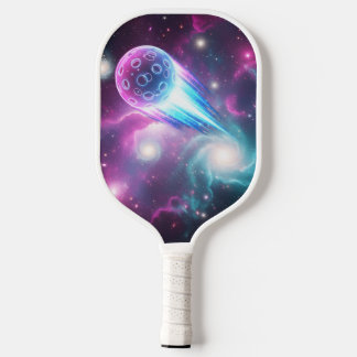 Raquette De Pickleball Vibrant Cosmic Galaxy Nebula Glowing 