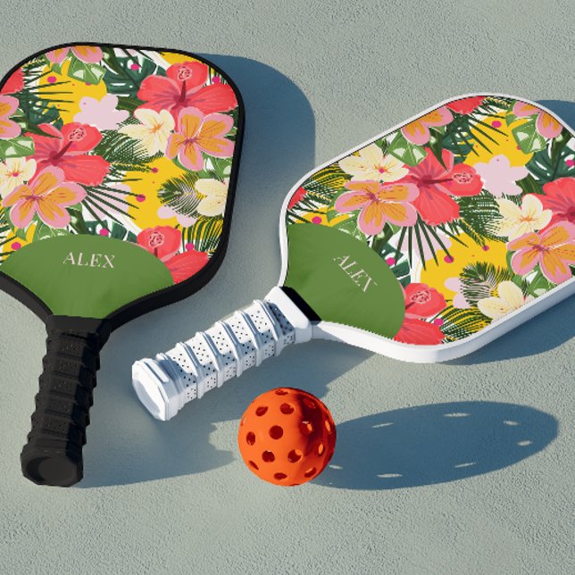 Raquette De Pickleball Vibrant Personnalisable Tropical Floral (Créateur téléchargé)