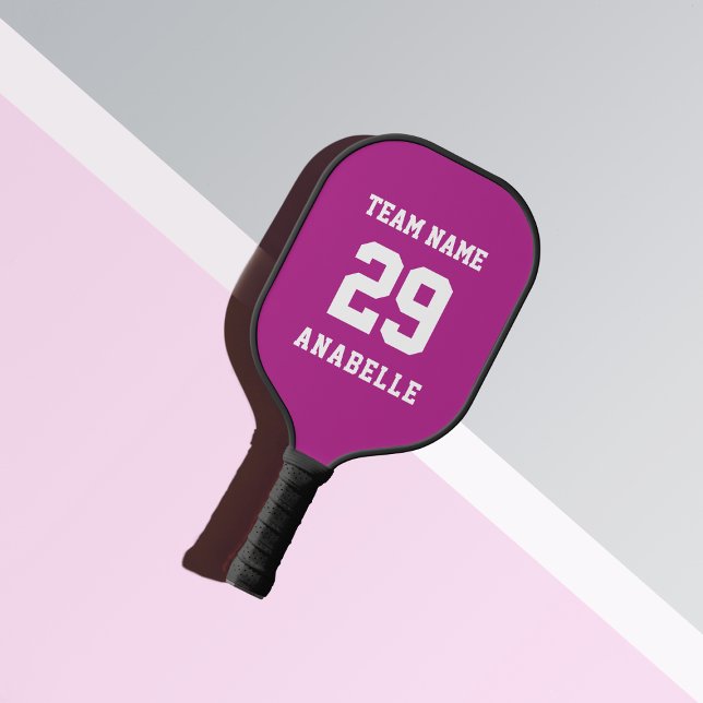 Raquette De Pickleball Vibrant Pink Athletic Nom de l'équipe Jersey Numér (Créateur téléchargé)