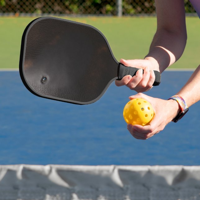 Raquette De Pickleball Vieux cuir noir surface plane luxe (Insitu)
