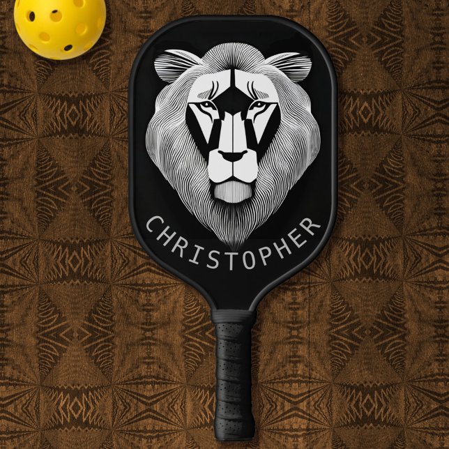 Raquette De Pickleball Vieux Lion noir et blanc Personnalisation graphiqu (Créateur téléchargé)