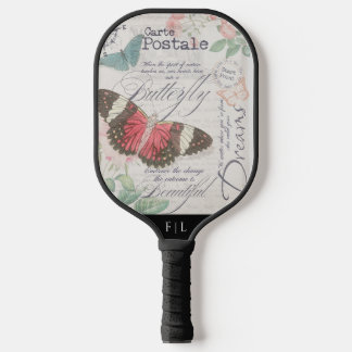 Raquette De Pickleball Vintage botanique | Carte des papillons postaux