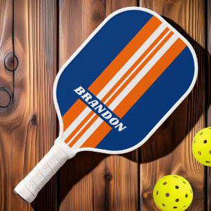 Raquette De Pickleball Vintage Rayures de Rallye de Grande Ville avec Nom