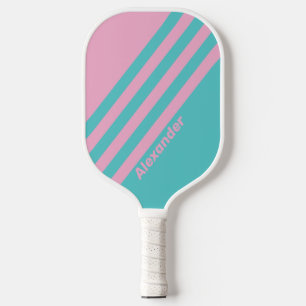 Raquette De Pickleball Vintage Sport South Beach Rayures avec Nom