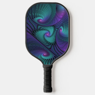 Raquette De Pickleball Violet rencontre Turquoise moderne art fractal abs