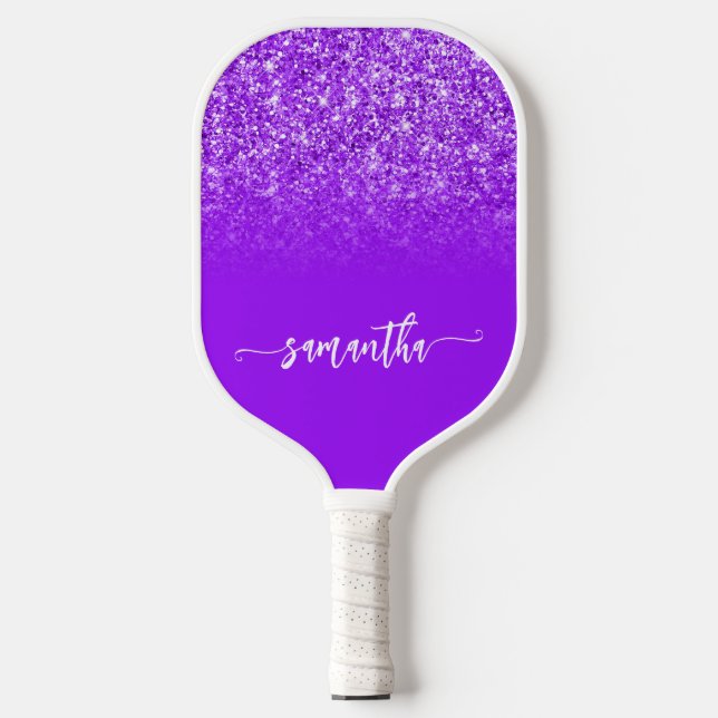 Raquette De Pickleball Violet Violet Parties scintillant Ombre Nom (Recto)