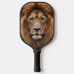 Raquette De Pickleball Visage de lion majestueux aux yeux bleus   Faune A