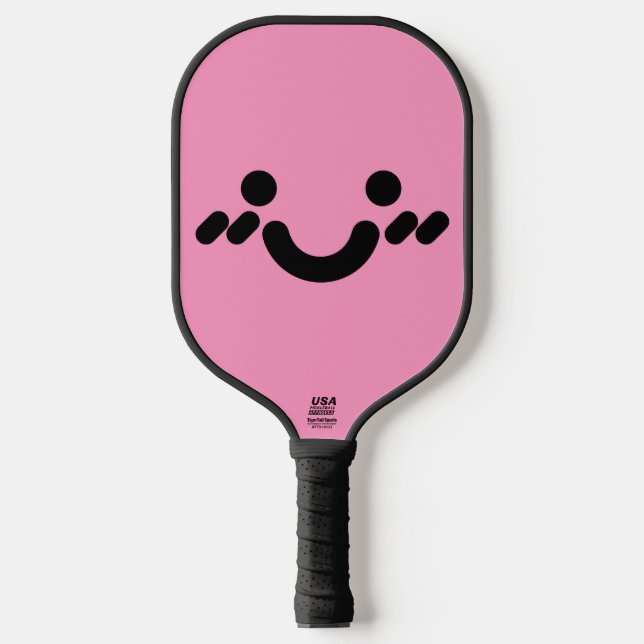 Raquette De Pickleball Visage Mignon et Timide Rose Clair (Recto)