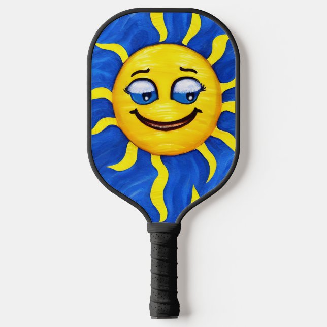 Raquette De Pickleball Visage souriant Soleil ensoleillé (Recto)