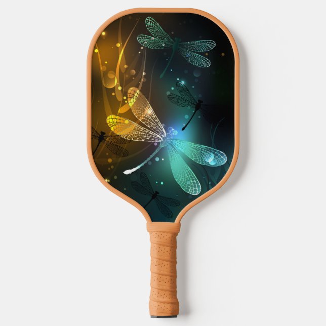 Raquette De Pickleball Vol de libellule verte lumineuse (Recto)