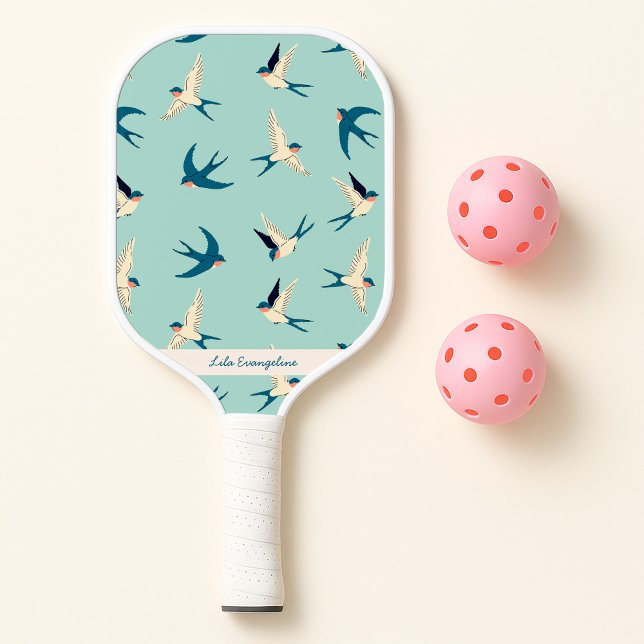 Raquette De Pickleball Vol Swallow Aqua Blue Nom personnalisé (Créateur téléchargé)