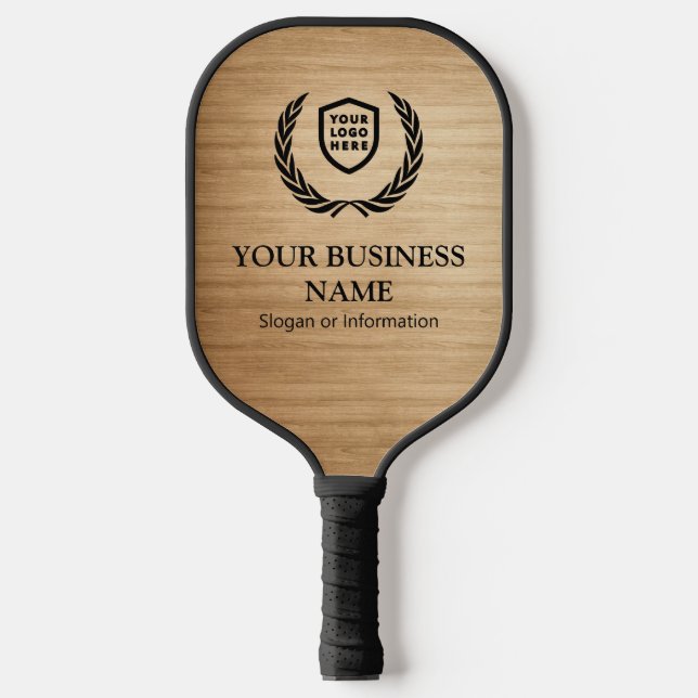 Raquette De Pickleball Votre entreprise de logo | Bois minimal (Recto)