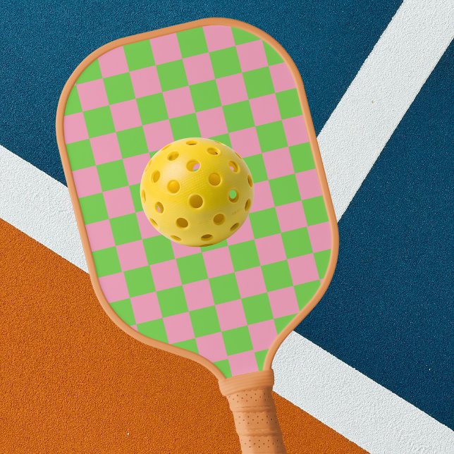 Raquette De Pickleball Watermelon Pink Green Checkered Cute Stylish Girly (Créateur téléchargé)