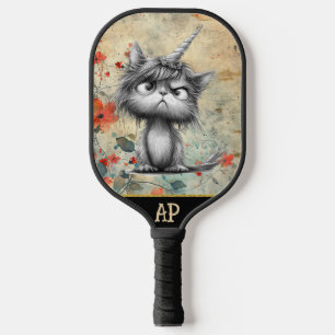 Raquette De Pickleball *~* Whimsical Quirky Cat AP68 Floral 3 PHOTO