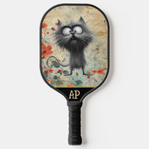 Raquette De Pickleball *~* Whimsical Quirky Cat AP68 Floral 6 PHOTO