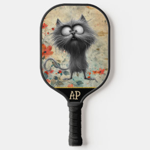 Raquette De Pickleball *~* Whimsical Quirky Cat AP68 Floral 6 PHOTO