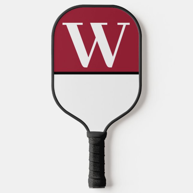 Raquette De Pickleball White & Crimson College Couleurs Monogramme (Recto)