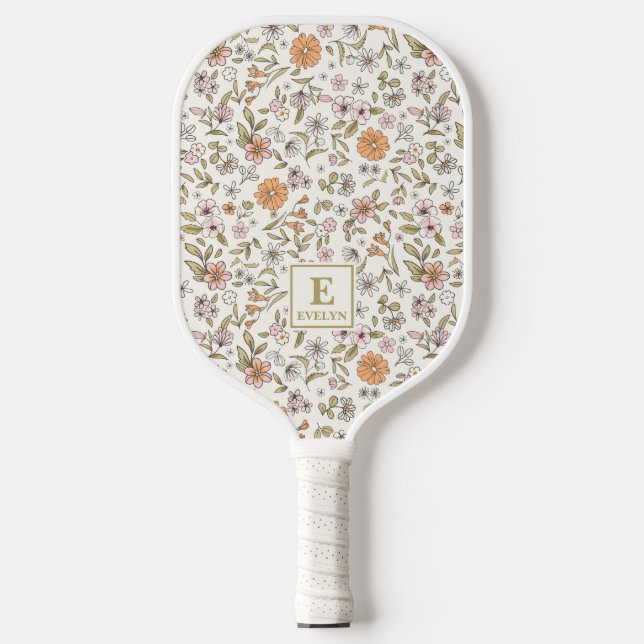 Raquette De Pickleball Wildflower Custom Name Monogram  (Recto)