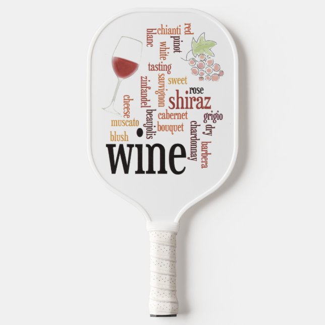 Raquette De Pickleball Wine Word Cloud Design Pickleball Paddle (Recto)