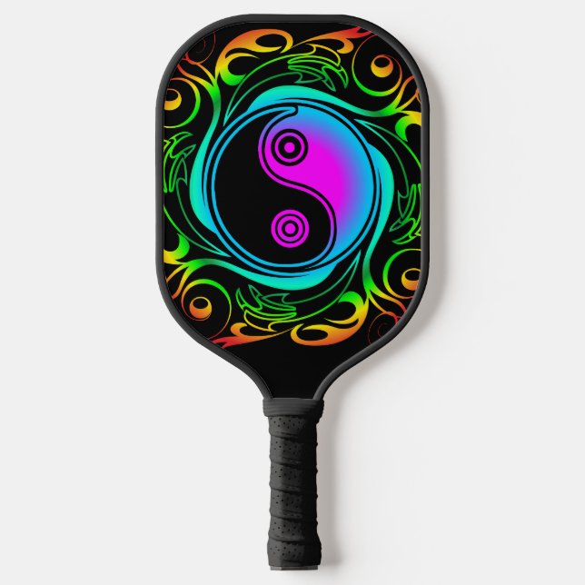 Raquette De Pickleball Yin Yang Psychedelic Rainbow Tattoo (Recto)