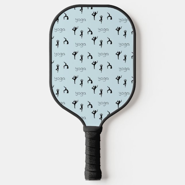 Raquette De Pickleball Yoga pose et texte motif sur bleu (Recto)
